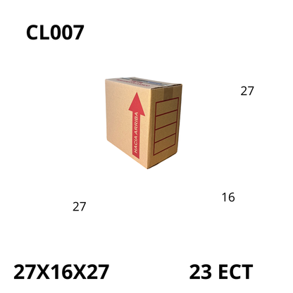 Caja Pegada Chica de Cartón Corrugado Sencillo Kraft 27X16X27 cm 23 ECT - 25 piezas por paquete, perfectas para envíos pequeños, almacenamiento y organización. Máxima protección y calidad al mejor precio.