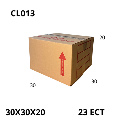 Caja Pegada Mediana de Cartón Corrugado Sencillo Kraft 30X30X20 cm 23 ECT - 25 piezas por paquete, perfectas para envíos, almacenamiento y mudanzas. Ofrecen protección, resistencia y excelente precio.