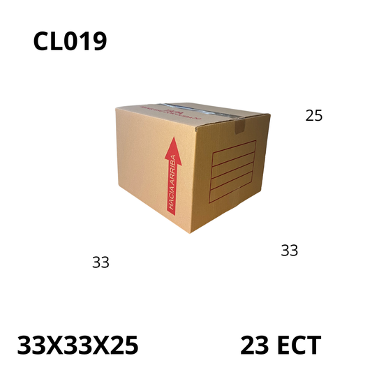 Caja Pegada Mediana de Cartón Corrugado Sencillo Kraft 33X33X25 cm 23 ECT - 25 piezas por paquete, perfectas para envíos, almacenamiento y mudanzas. Ofrecen protección, resistencia y excelente precio.