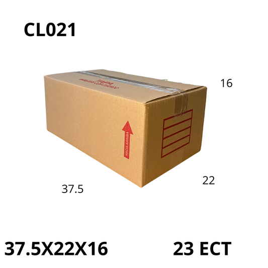 Caja Pegada Mediana de Cartón Corrugado Sencillo Kraft 37.5X22X16 cm 23 ECT - 25 piezas por paquete, perfectas para envíos, almacenamiento y mudanzas. Ofrecen protección, resistencia y excelente precio.