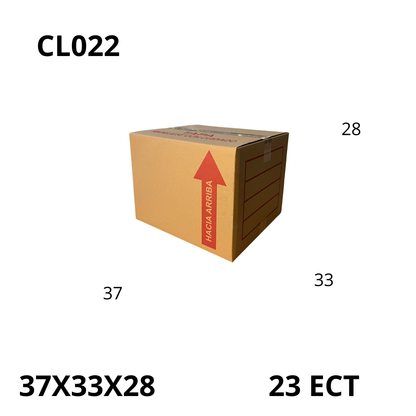 Caja Pegada Mediana de Cartón Corrugado Sencillo Kraft 37X33X28 cm 23 ECT - 25 piezas por paquete, perfectas para envíos, almacenamiento y mudanzas. Ofrecen protección, resistencia y excelente precio.