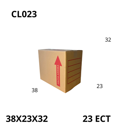 Caja Pegada Mediana de Cartón Corrugado Sencillo Kraft 38X23X32 cm 23 ECT - 25 piezas por paquete, perfectas para envíos, almacenamiento y mudanzas. Ofrecen protección, resistencia y excelente precio.
