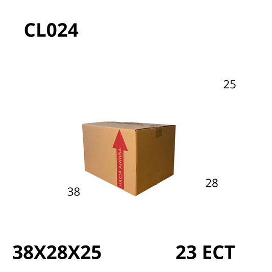 Caja Pegada Mediana de Cartón Corrugado Sencillo Kraft 38X28X25 cm 23 ECT - 25 piezas por paquete, perfectas para envíos, almacenamiento y mudanzas. Ofrecen protección, resistencia y excelente precio.