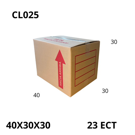 Caja Pegada Grande de Cartón Corrugado Sencillo Kraft 40X30X30 cm 23 ECT - 25 piezas por paquete, ideales para empaques y envíos, almacenamiento y mudanzas. Ofrecen resistencia, protección y excelente precio.
