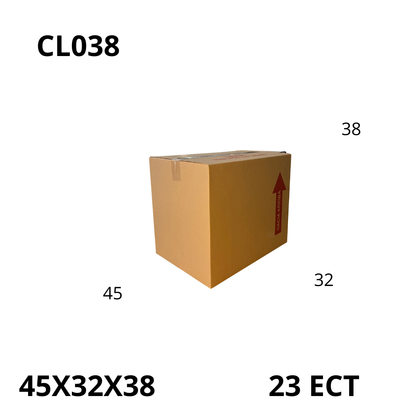 Caja Pegada Grande de Cartón Corrugado Sencillo Kraft 45X32X38 cm 23 ECT - 25 piezas por paquete, ideales para empaques y envíos, almacenamiento y mudanzas. Ofrecen resistencia, protección y excelente precio.