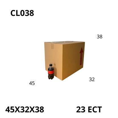 Caja Pegada Grande de Cartón Corrugado Sencillo Kraft 45X32X38 cm 23 ECT - 25 piezas por paquete, ideales para empaques y envíos, almacenamiento y mudanzas. Ofrecen resistencia, protección y excelente precio.