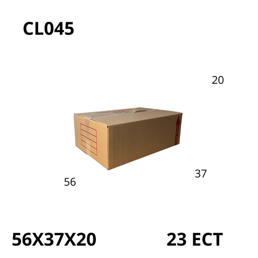Caja Pegada Extra Grande de Cartón Corrugado Sencillo Kraft 56X37X20 cm 23 ECT - 25 piezas por paquete, perfectas para envíos, mudanzas y almacenamiento de objetos voluminosos. Máxima resistencia y calidad al mejor precio.