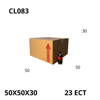 Caja Pegada Grande de Cartón Corrugado Sencillo Kraft 50X50X30 cm 23 ECT - 20 piezas por paquete, ideales para empaques y envíos, almacenamiento y mudanzas. Ofrecen resistencia, protección y excelente precio.