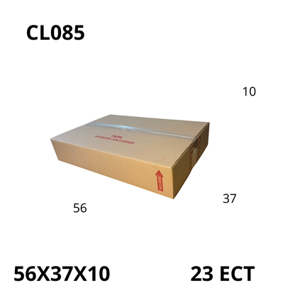 Caja Pegada Extra Grande de Cartón Corrugado Sencillo Kraft 56X37X10 cm 23 ECT - 25 piezas por paquete, perfectas para envíos, mudanzas y almacenamiento de objetos voluminosos. Máxima resistencia y calidad al mejor precio.