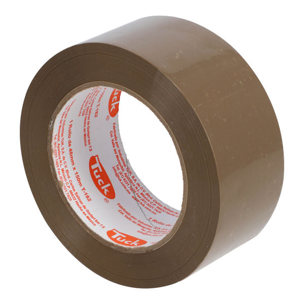 Cinta Canela 48x150 Marca TUK para empaque y envío. Accesorio para cajas de cartón corrugado, perfecta para sellar cajas y embalajes. Ofrece alta adherencia, resistencia y calidad profesional.