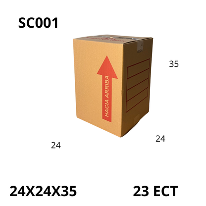 Caja Pegada Chica de Cartón Corrugado Sencillo Kraft 24X24X35 cm 23 ECT - 25 piezas por paquete, perfectas para envíos pequeños, almacenamiento y organización. Máxima protección y calidad al mejor precio.