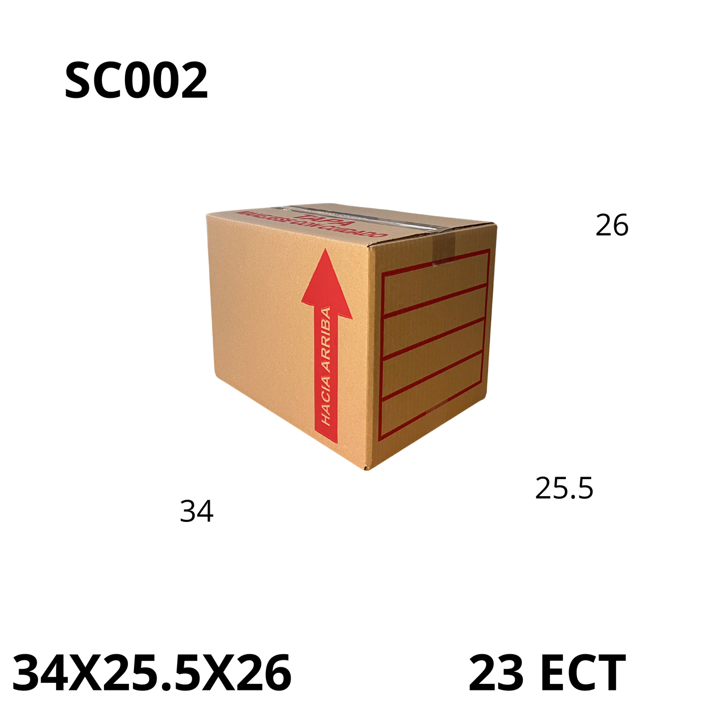 Caja Pegada Mediana de Cartón Corrugado Sencillo Kraft 34X25.5X26 cm 23 ECT - 25 piezas por paquete, perfectas para envíos, almacenamiento y mudanzas. Ofrecen protección, resistencia y excelente precio.